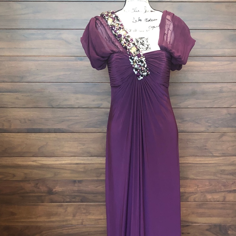 Vintage Purple Floor Length Small Sleeve Dress